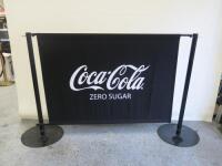 Coca Cola Zero Sugar Branded Pavement Barrier with 2 Metal Stands. Size H 123 x W180cm.