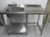 Stainless Steel Single Bowl Sink with Right Hand Drainer & Lever Tap, Size H90 x W120 x D65cm.