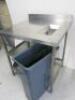 Stainless Steel Table with 2 Shelves Under with Food Rubbish Hole & Slim Grey Bin, Size H90 x W80 x D70cm. - 2