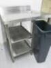 Stainless Steel Table with 2 Shelves Under with Food Rubbish Hole & Slim Grey Bin, Size H90 x W80 x D70cm. - 3