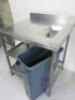 Stainless Steel Table with 2 Shelves Under with Food Rubbish Hole & Slim Grey Bin, Size H90 x W80 x D70cm. - 2