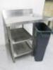 Stainless Steel Table with 2 Shelves Under with Food Rubbish Hole & Slim Grey Bin, Size H90 x W80 x D70cm. - 3