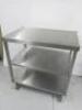 Stainless Steel 2 Shelf Trolley, Size H90 x W90 x D60.