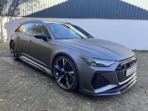 LX20 CCU: Audi RS6 Avant Auto, Left-Hand Drive, Audi Flagship Luxury 4 Door Estate Original Colour Black, Currently Wrapped in Space Grey Vinyl with Full Tan Nappa Leather Interior.Petrol, Auto, 3996cc, 553bhp, V8 Twin Turbo with Optional Carbon Fibre Bod