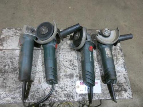 4 x Metabo 4" Disc Grinders, Model W750-115, 110V (Condition as Viewed/Picture).
