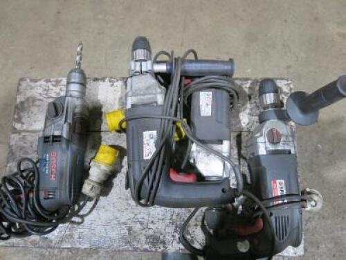 3 x Sparky Professional 2 Speed Impact Drill, Model BUR2 250E & 1 x Bosch Drill, Model GSB 19-2RE, 110V.