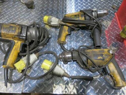 3 x DeWalt Wrench & Drills to Include: 1 x Impact Wrench , Model DW292-LX & 2 x Drills, Model D21716-LX, 110V