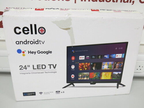 Cello 24"" Android LED TV, Model C2402G & Comes with Remote & Stand in Original Box.