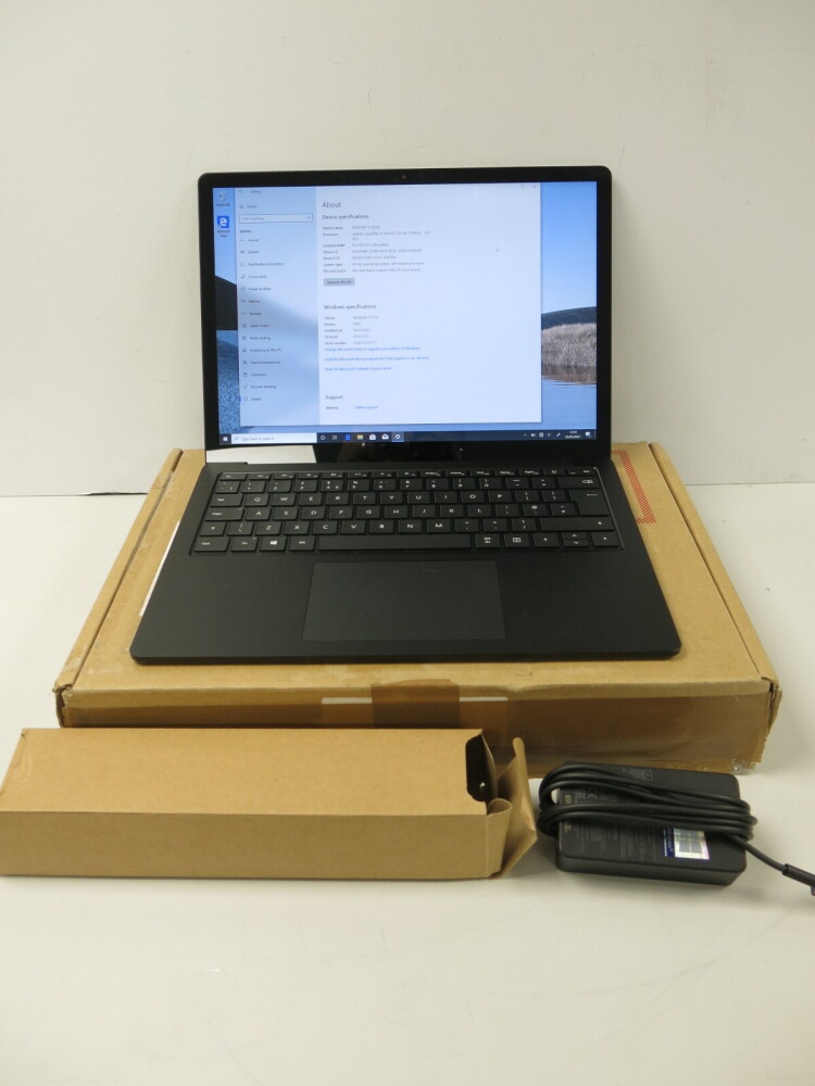 Microsoft Surface Laptop 4, Model 1868. Running Windows 10 Pro. Intel