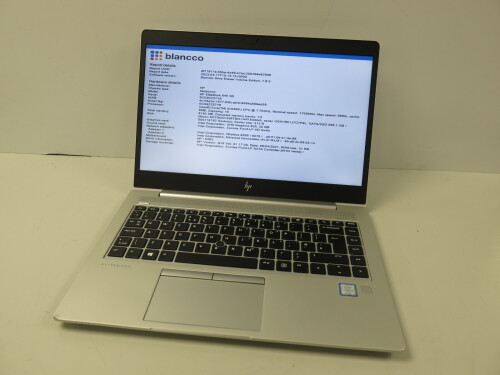 HP 14" EliteBook, Model 840-G5 (Blancco), Intel Core i5-8350U, CPU @ 1.7Ghz, 8GB RAM, 256GB SSD. Comes with PSU.