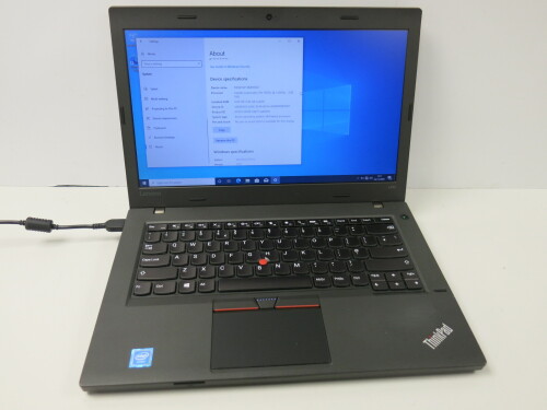 Lenovo 14" ThinkPad, Model L460, Running Windows 10 Pro, Intel Celeron 3955U, CPU @ 2.0Ghz, 8GB RAM, 237GB HDD. Comes with PSU