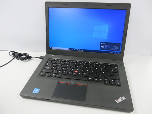 Lenovo 14" ThinkPad, Model L460, Running Windows 10 Pro, Intel Celeron 3955U, CPU @ 2.0Ghz, 8GB RAM, 128GB HDD. Comes with PSU