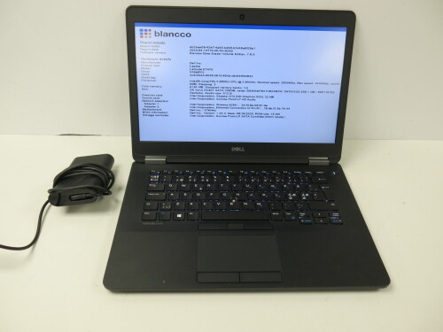 Dell 14" Laptop, Model Latitude E7470. Intel Core i7-6600U, CPU @ 2.60Ghz, 8GB RAM, 256 GB HDD. Comes with PSU. NOTE: requires windows.