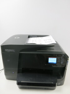 HP Office Jet Pro 8710 All In One Colour Printer, Model 8710. NOTE: requires ink & cracked scanner glass