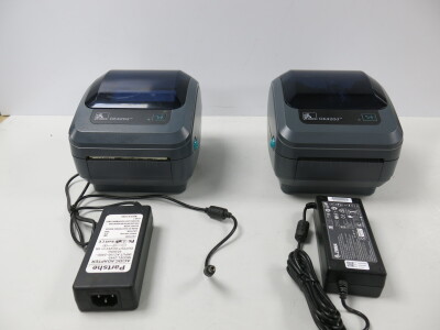 2 x Zebra Desk Top Label Printer, Model G420dc. Comes with 2 Power Supplies.