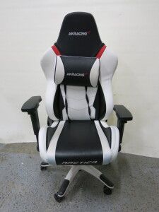 AK Racing Arctica Gaming Chair in Black & White PU Leather with Lumber Cushion.