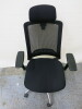 Office Swivel Chair in Black with Mesh Back, Fabric Seat & Head Support. - 4