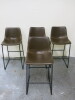 Set of Four Brown Faux Leather High Back Stalls on Metal Frame, Size H100cm.