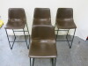 Set of Four Brown Faux Leather High Back Stalls on Metal Frame, Size H100cm. - 2