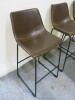 Set of Four Brown Faux Leather High Back Stalls on Metal Frame, Size H100cm. - 4