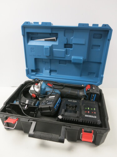 Erbauer 18v Cordless 4" Grinder, Model EAG18-Li with Carry Case, Charger & 2 x Batteries.