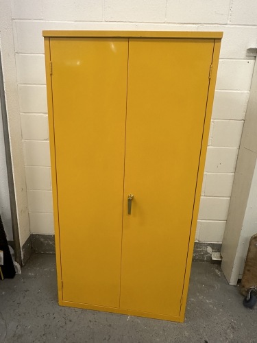 Yellow 2 Door COSHE Metal Cupboard. Size H184 x W92 x D45cm.