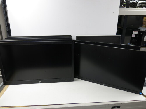 8 x Assorted Monitors to Include:5 x HP P240va, 2 x Philips 243v7q & 1 x Cibox LW1922C.