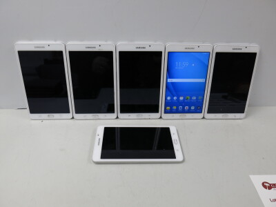 6 x Samsung Galaxy Tab A Tablet in White, SM-T280, 8GB. (Condition As Viewed).