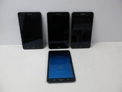 4 x Samsung Galaxy Tab A Tablet in Black, SM-T280, 8GB. (Condition As Viewed).