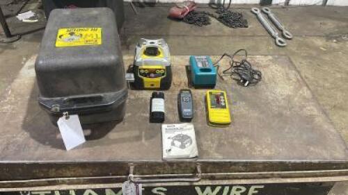 Stanley Fat Max Electronic Self Levelling Dual Beam Rotary Laser, Model RL with Stanley Electronic Laser Detector, Model RLD1, Stanley Remote Control, Model RC300 & Makita Battery Charger & 2 Batteries in Carry Case & Manual.