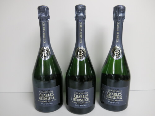 3 x Bottles of Charles Heidsieck Brut Reseve Champagne, 750ml.