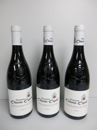 3 x Bottles of Domaine Chante Cigale Chateauneuf du Pape Red Wine, 2020, 750ml.