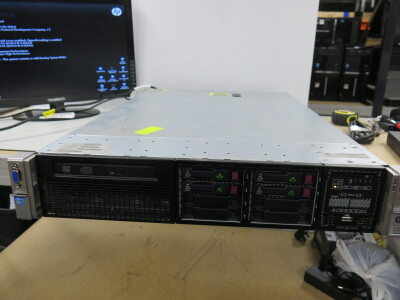 HP Proliant DL308P Server, Gen 8. Running 2 x Intel Xeon Processors, CPU E5-26700 @ 2060 GHz. NOTE: no HDD. 