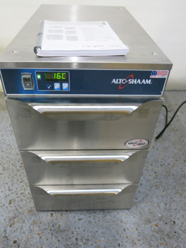 Alto-Shaam Triple Stacked Halo Heat Warming Narrow Drawers, Model 500-3DN, S/N 3003097. Comes with Installation Manual.