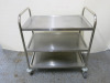 Genware Stainless Steel 3 Shelf Trolley, Size H280 x W85 x D50cm.