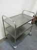 Genware Stainless Steel 3 Shelf Trolley, Size H280 x W85 x D50cm. - 2