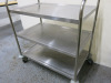 Genware Stainless Steel 3 Shelf Trolley, Size H280 x W85 x D50cm. - 3