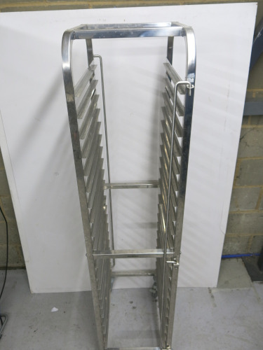 Stainless Steel 20 Tray Catering Trolley, Size H175 x W38 x D55cm.