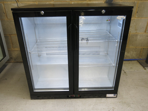 Interlevin 2 Door Backbar Illuminated Cooler, Model PD20H, Size H90 x W90 x D50. Comes with 2 Keys.