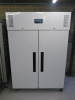 Polar Double Door Freezer in White, Model CD616-02, S/N 21115472. Size H200 x W135 x D80cm.