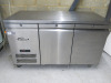 Williams Stainless Steel 2 Door Counter Fridge, Model HJC2SA R1, S/N 773735. Size H85 x W137 x D66cm.