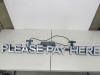 LED Lit Please Pay Here Sign on Blue Metal Box Frame with LED Driver. Size H11 x W135 x D6cm. - 6