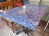 9 x Rectangle Restaurant Tables with Solid Marble Tops & Heavy Twin Pedestal Metal Bases, Size H76 x W140 x D70cm. - 7