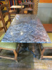 9 x Rectangle Restaurant Tables with Solid Marble Tops & Heavy Twin Pedestal Metal Bases, Size H76 x W140 x D70cm. - 12