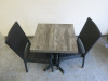 2 x Wooden Table with Heavy Metal Base & 4 Rattan Chairs. Size H78 x W60 x D60cm. - 2