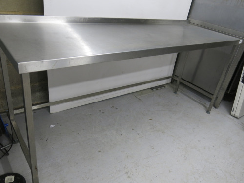 Stainless Steel Prep Table with Splash Back, Size H90 x W210 x D67cm