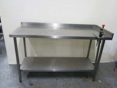 Stainless Steel Prep Table with Shelf Under & Bonzer Can Opener, Size H95 x W150 x D60cm.