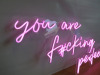 LED Lit "Your Are F#cking Perfect" Sign In Pink with 12v LED Waterproof Power Supply, Size L150 x D60cm. - 2