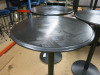 3 x Round Black Wooden Top High Bar Tables with Heavy Metal Bases, Size H111 x Dia 75cm. - 2