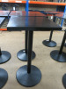 4 x Round Black Wooden Top High Bar Tables with Heavy Metal Bases, Size H113 x W70 x D71cm. - 5